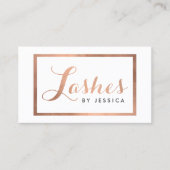 Glam Lashes Script Rose Gold Gerahmt Visitenkarte (Vorderseite)