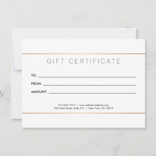 Glam Lashes Script Rose Gold Geschenkgutschein (Rückseite)