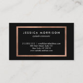 Glam Lashes Script Rose Gold/Schwarz Gerahmt Visitenkarte (Rückseite)