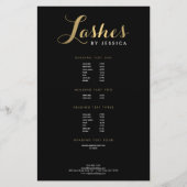 Glam Lashes Script Text Gold/Schwarz Flyer (Vorne)