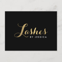 Glam Lashes Script Text Gold/Schwarz Postcard