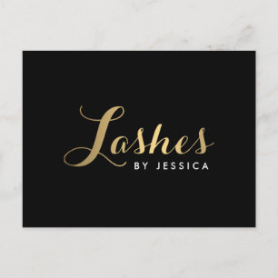 Glam Lashes Script Text Gold/Schwarz Postcard Postkarte