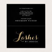 Glam Lashes Skripttext Gold/Schwarz Aftercare Visitenkarten (Außenseite Aufgefaltet)