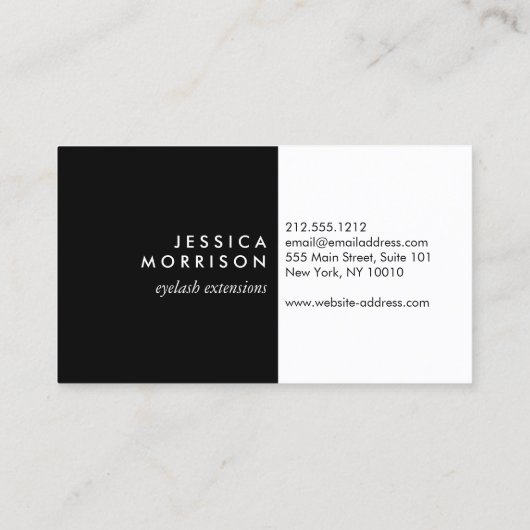 Glam Lashes Skripttext Silver/Black Business Card Visitenkarte (Rückseite)