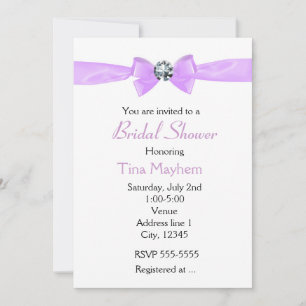 Glam Lavender Lila Diamond Bow Bridal Einladung