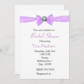 Glam Lavender Lila Diamond Bow Bridal Einladung (Vorne/Hinten)