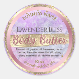 Glam Lavender Lila Marmor Rose Gold Body Butter Runder Aufkleber