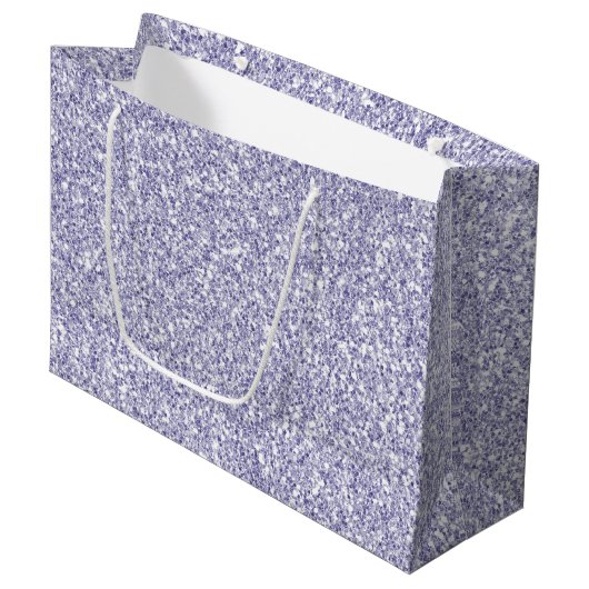 Glam Lavender Lilac Lila Glitzer          Große Geschenktüte (Vorderseite Schrägansicht)