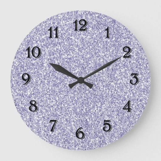 Glam Lavender Lilac Lila Glitzer       Große Wanduhr (Vorderseite)