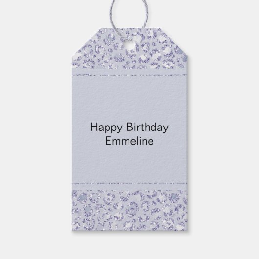 Glam Lavender Lilac Lila Leopard Print Glitzer Geschenkanhänger (Vorderseite)