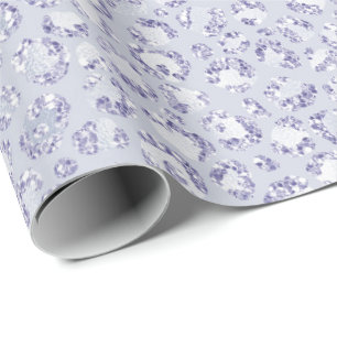 Glam Lavender Lilac Lila Leopard Print Glitzer Geschenkpapier