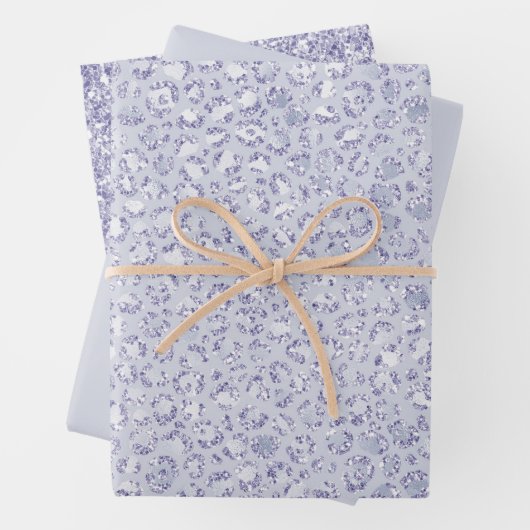 Glam Lavender Lilac Lila Leopard Print Glitzer Geschenkpapier Set (Beispiel)