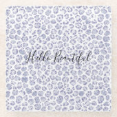 Glam Lavender Lilac Lila Leopard Print Glitzer Glasuntersetzer (Vorderseite)