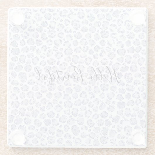 Glam Lavender Lilac Lila Leopard Print Glitzer Glasuntersetzer (Rückseite)