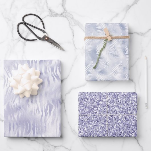 Glam Lavender Lilac Zebra Print Geschenkpapier Set (Vorderseite)