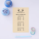 Glam LEATHER BEIGE EYELASH SALON SERVICE LISTE Flyer (Einzeln)