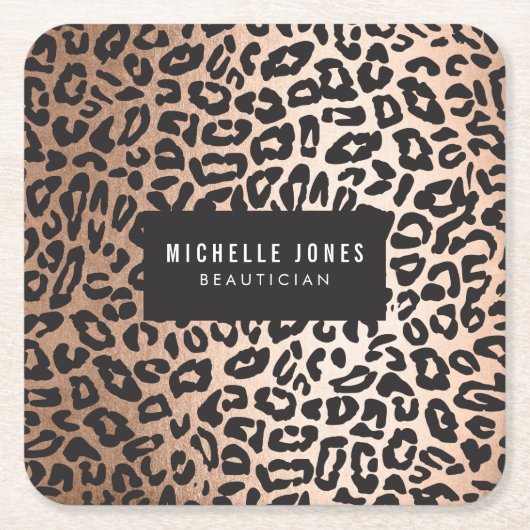 Glam Leopard Animal Print Rechteckiger Pappuntersetzer (Vorderseite)