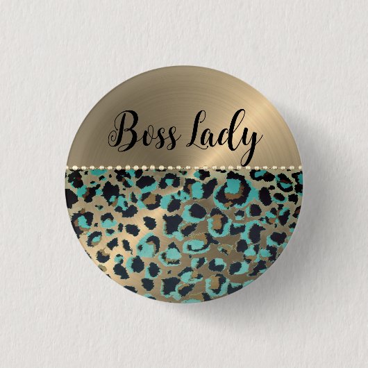 "Glam Leopard Boss Lady Button (Vorderseite)