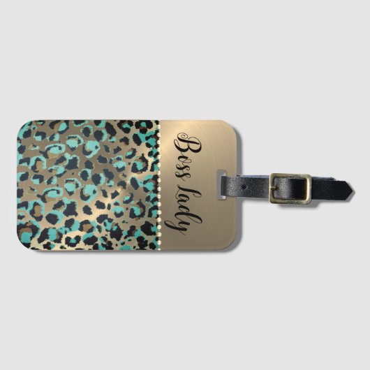 "Glam Leopard Boss Lady Gepäckanhänger (Vorderseite (Horizontal))