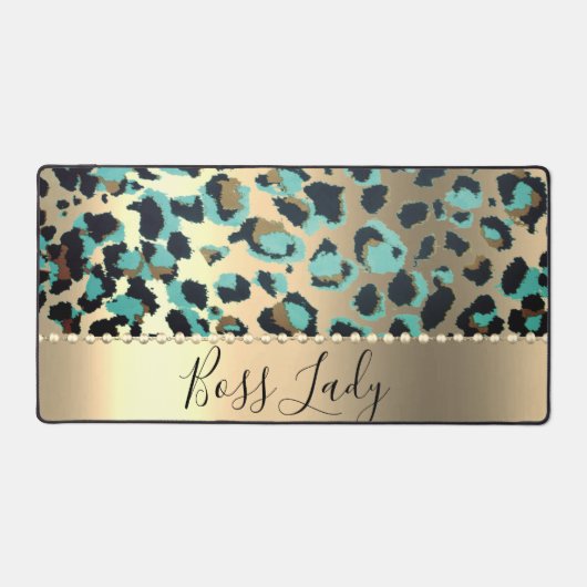 Glam Leopard Boss Lady Schreibtischunterlage (Vorderseite)