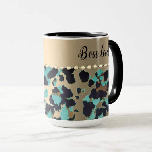 "Glam Leopard Boss Lady Tasse (VorderseiteRechts)