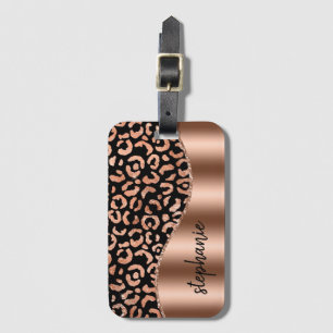 Glam Leopard Flecken Rose Gold Schwarz Metallisch  Gepäckanhänger
