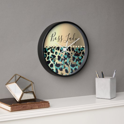 Glam Leopard Gold Metallic Boss Lady Uhr (Büro)