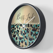 Glam Leopard Gold Metallic Boss Lady Uhr (Winkel)