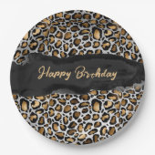 Glam Leopard Happy Birthday Pappteller (Vorderseite)