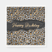 Glam Leopard Happy Birthday Serviette (Vorderseite)