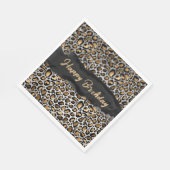 Glam Leopard Happy Birthday Serviette (Ecke)