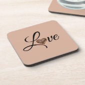 Glam Leopard Heart Love Design Getränkeuntersetzer (Linke Seite)