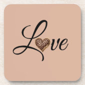 Glam Leopard Heart Love Design Getränkeuntersetzer (Vorderseite)
