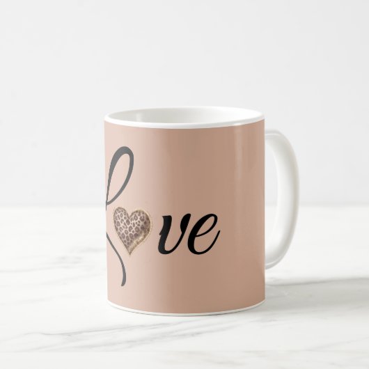 Glam Leopard Heart Love Design Kaffeetasse (VorderseiteRechts)