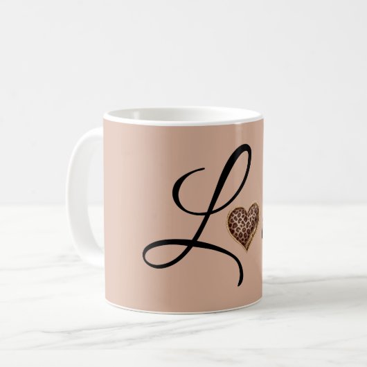 Glam Leopard Heart Love Design Kaffeetasse (Vorderseite Links)