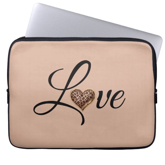Glam Leopard Heart Love Design Laptopschutzhülle (Vorderseite)