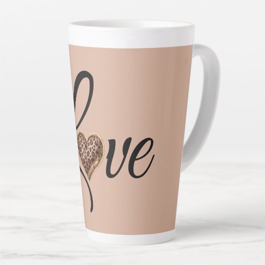 Glam Leopard Heart Love Design Milchtasse (Rechte Ecke)