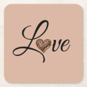 Glam Leopard Heart Love Design Rechteckiger Pappuntersetzer (Vorderseite)