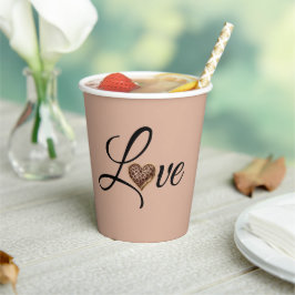 Glam Leopard Herz Liebe Design Pappbecher