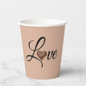 Glam Leopard Herz Liebe Design Pappbecher (Vorderseite)