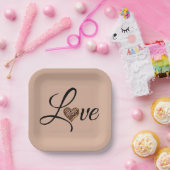 Glam Leopard Herz Liebe Design Pappteller (Party)