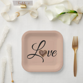 Glam Leopard Herz Liebe Design Pappteller