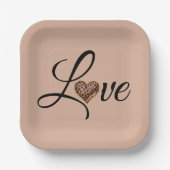 Glam Leopard Herz Liebe Design Pappteller (Vorderseite)