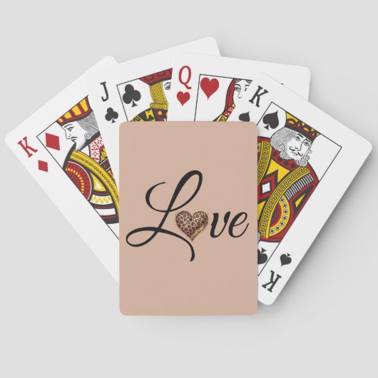 Glam Leopard Herz Liebe Design Spielkarten (Rückseite)