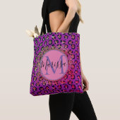 Glam Leopard Pink und Lila Monogramm Personalisier Tasche (Von Nahem)