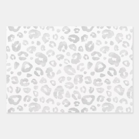 Glam Leopard Print Chic Trendy White Silver Geschenkpapier Set (Vorderseite 2)
