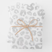 Glam Leopard Print Chic Trendy White Silver Geschenkpapier Set (Beispiel)