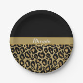 Glam Leopard Print Glitzer Elegant Stilvoll Pappteller (Vorderseite)