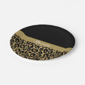 Glam Leopard Print Glitzer Elegant Stilvoll Pappteller (Schrägansicht)