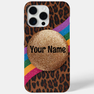 Glam Leopard Print mit Glitzer Rainbow Case-Mate iPhone Hülle